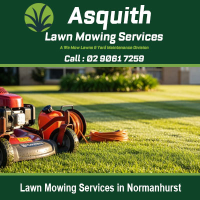 Expert lawn mowing services in Normanhurst featuring commercial riding mower equipment on residential grass