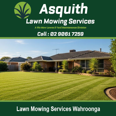 Professional lawn mowing services at Wahroonga NSW showing freshly cut striped residential lawn and garden