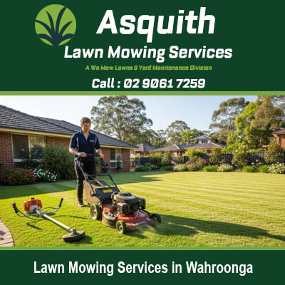 Reliable lawn maintenance at Wahroonga NSW with specialist using professional mower for grass cutting